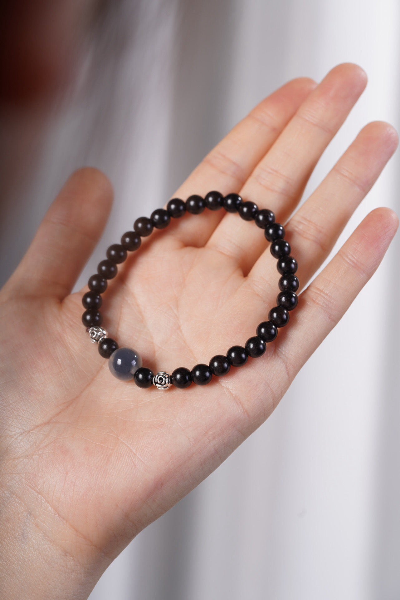 Black Sandalwood Sugar Heart Agate Bracelet