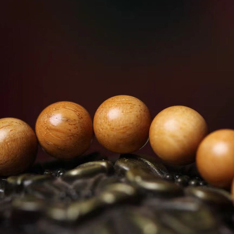 Aged Sandalwood and White Jade Bracelet