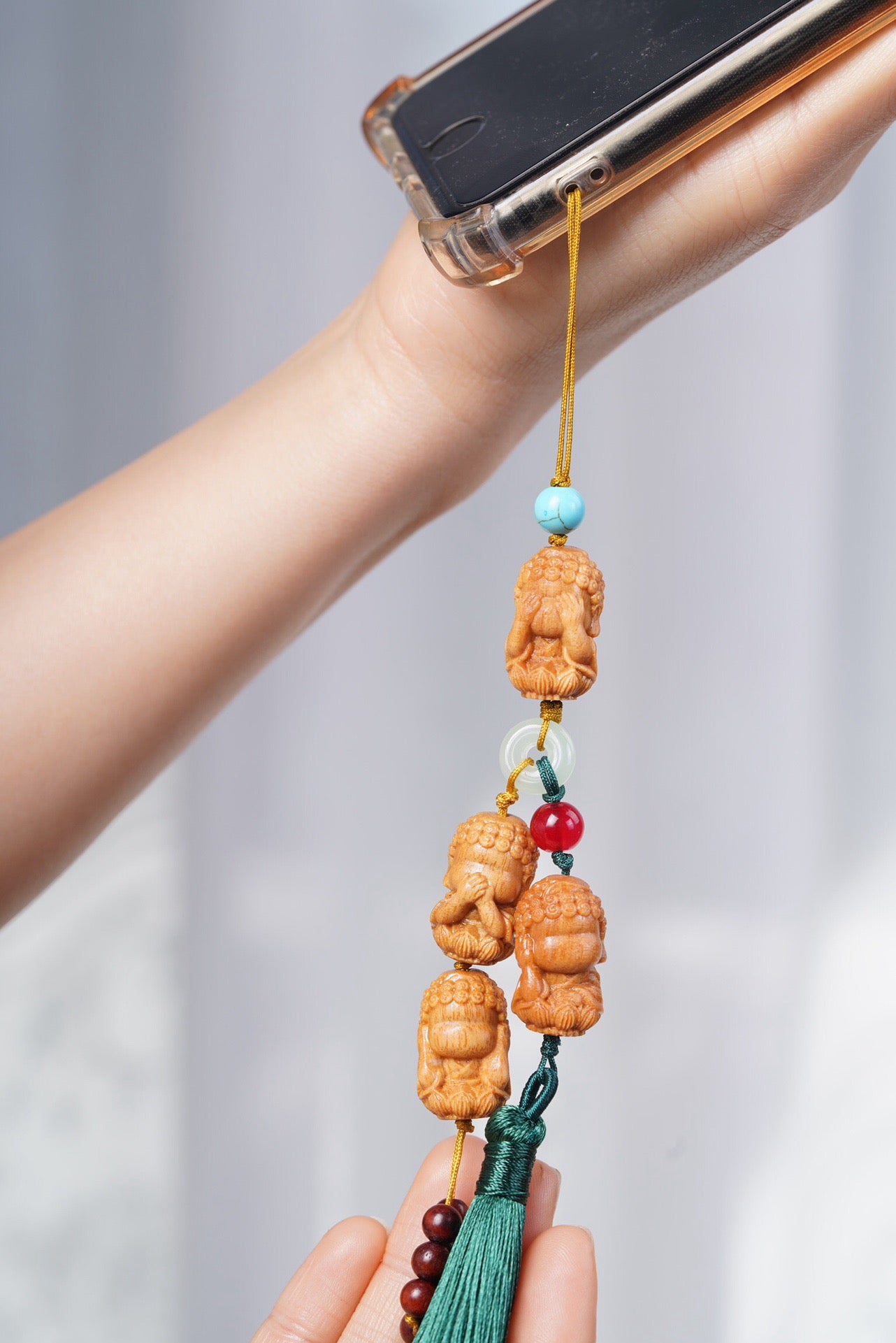 Barbie Sandalwood Four Little Buddhas Tassel Ornament