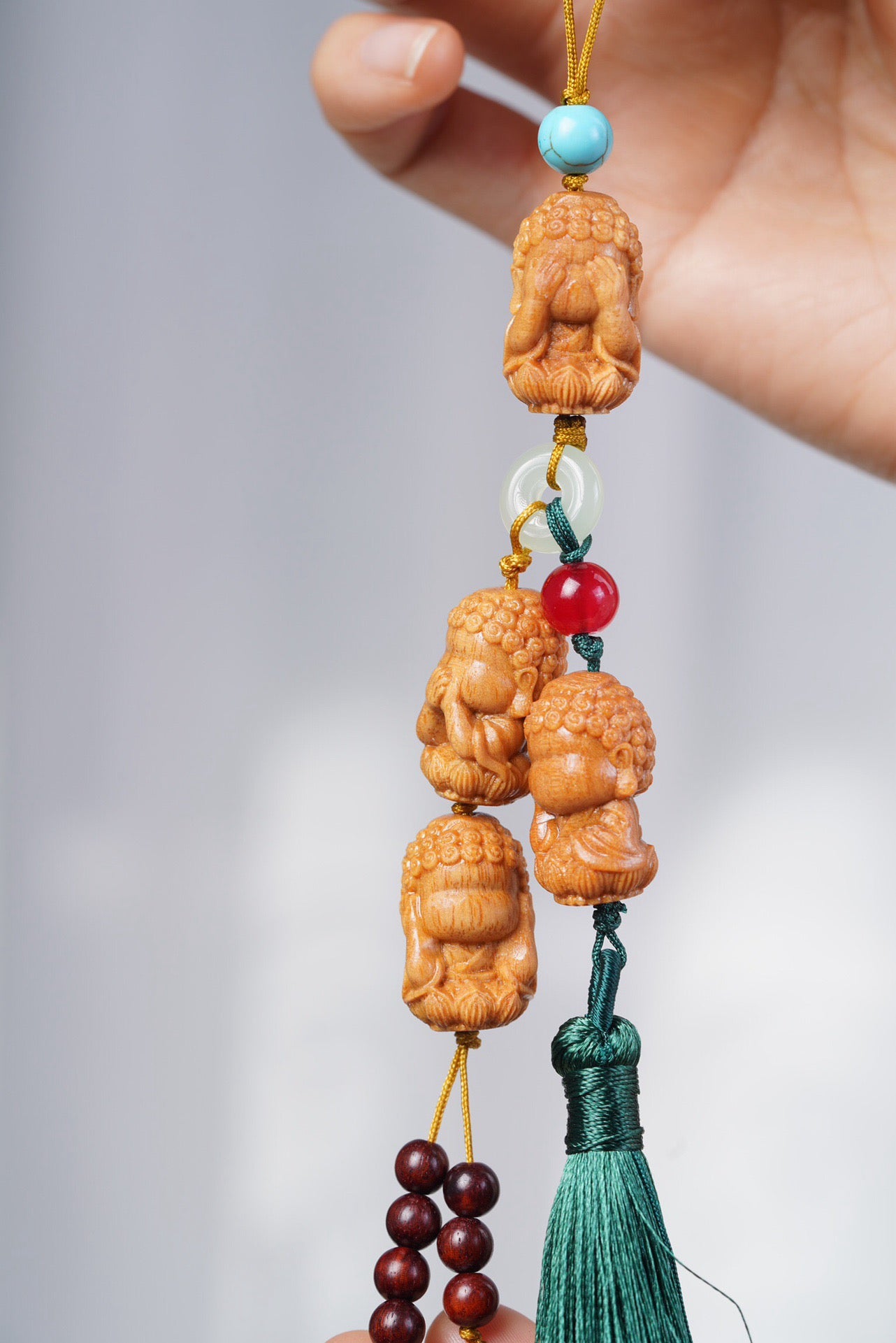 Barbie Sandalwood Four Little Buddhas Tassel Ornament