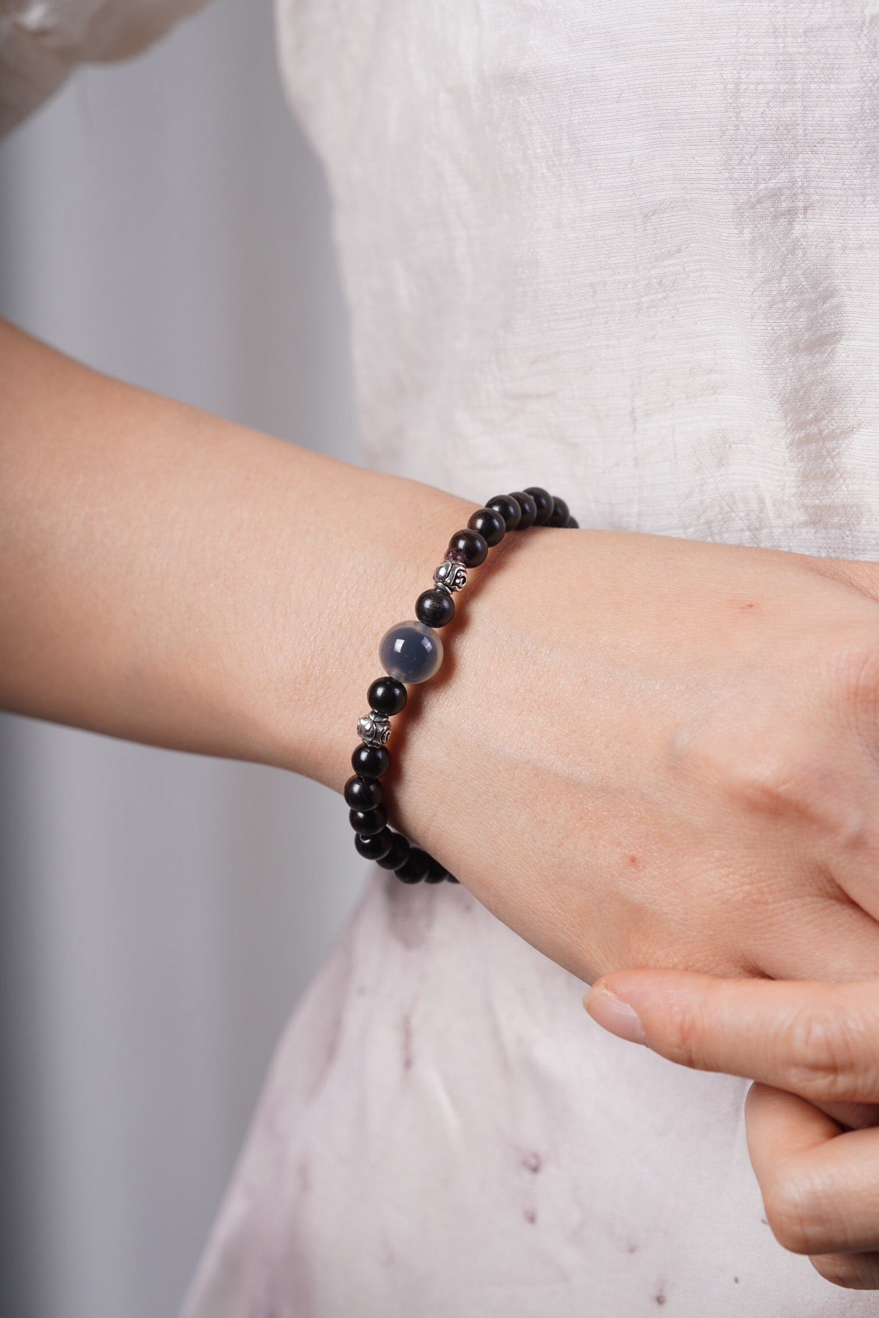 Black Sandalwood Sugar Heart Agate Bracelet