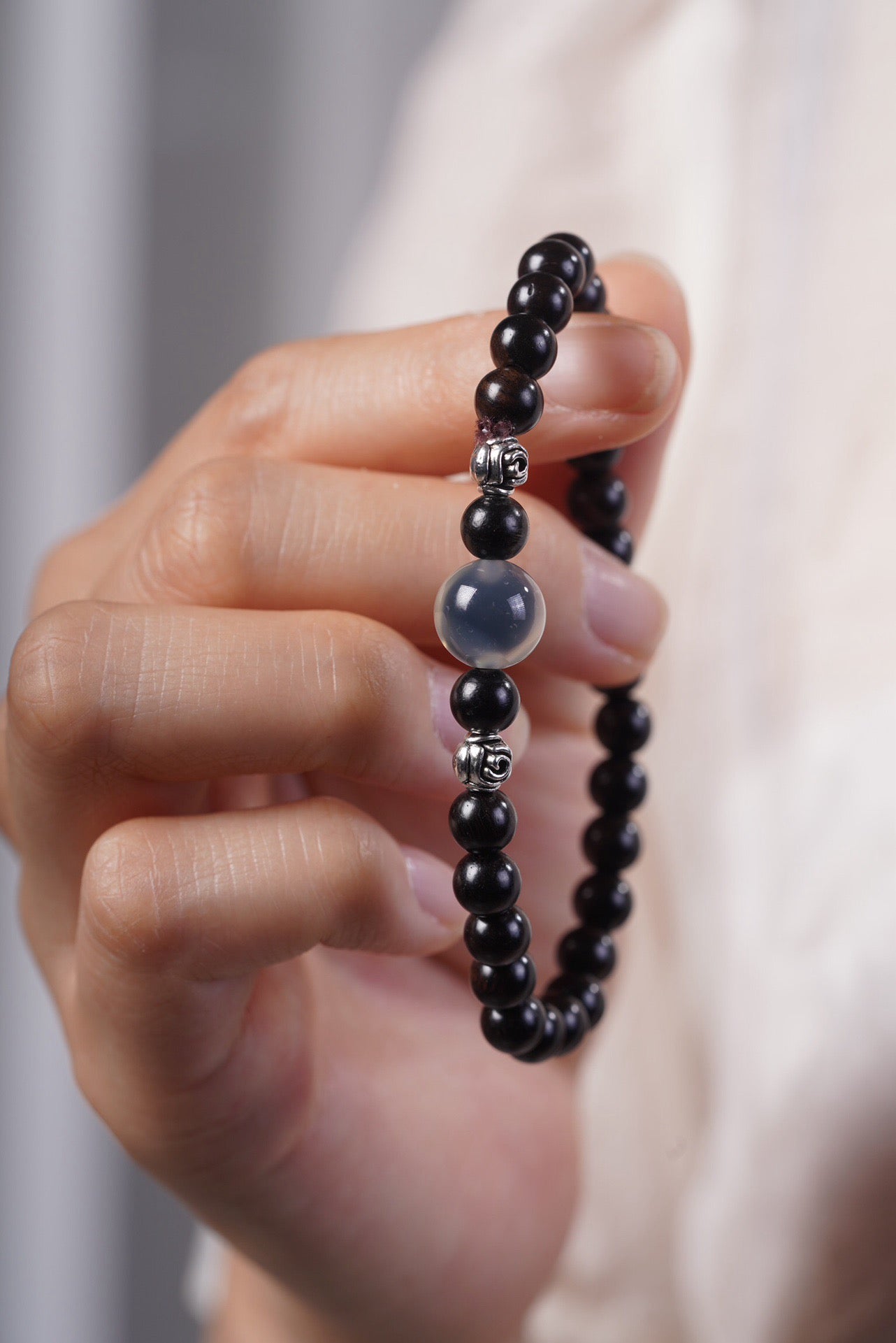 Black Sandalwood Sugar Heart Agate Bracelet