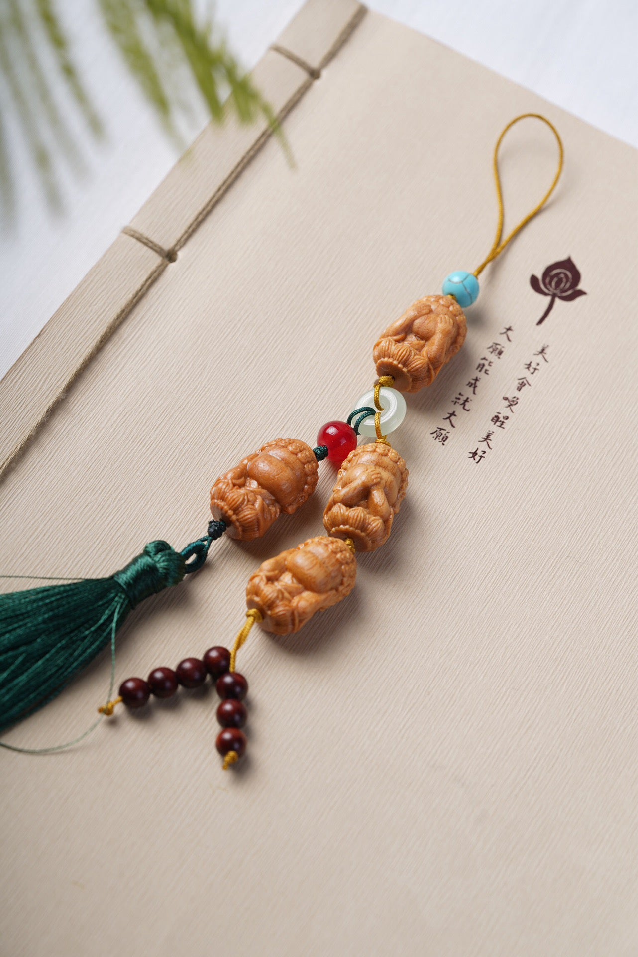 Barbie Sandalwood Four Little Buddhas Tassel Ornament