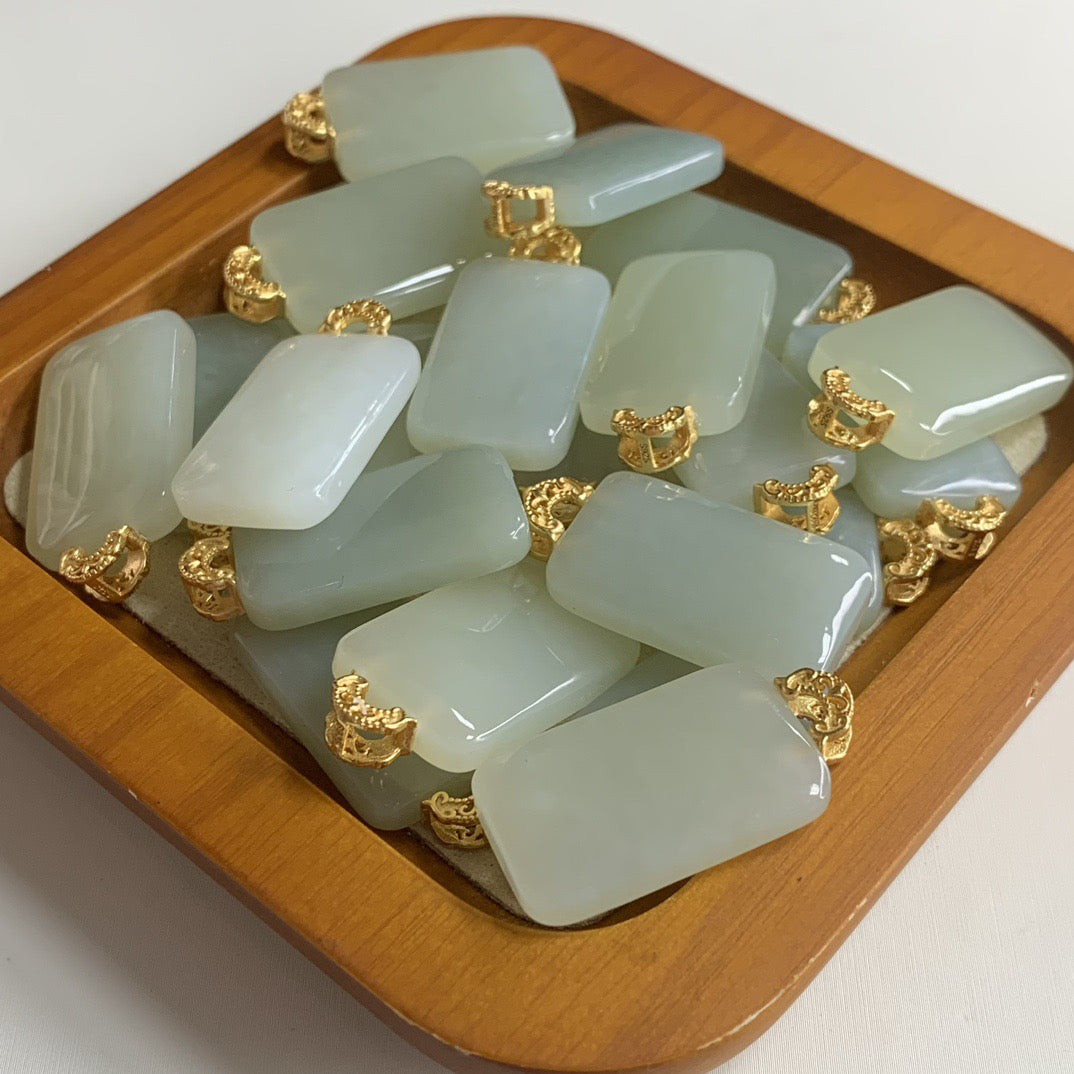 Hetian Jade Rectangular Peace Pendant