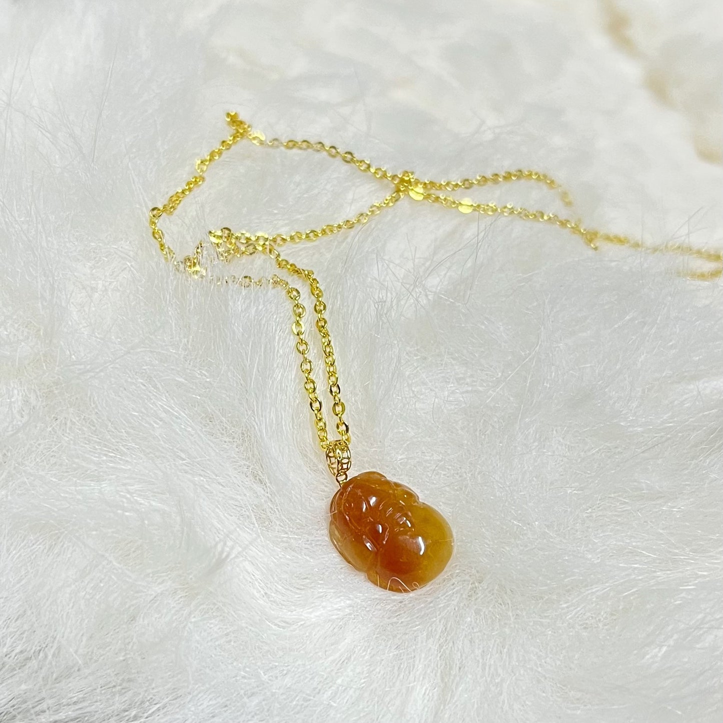 Natural Red Jade Pixiu 18K Gold Pendant